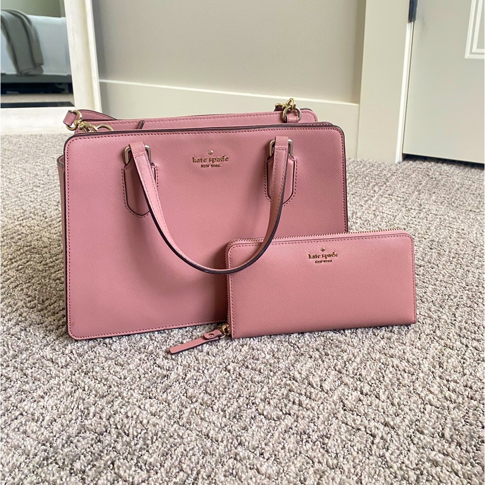 Kate Spade Laurel Way Reese Dusty Peony Satchel and Wallet